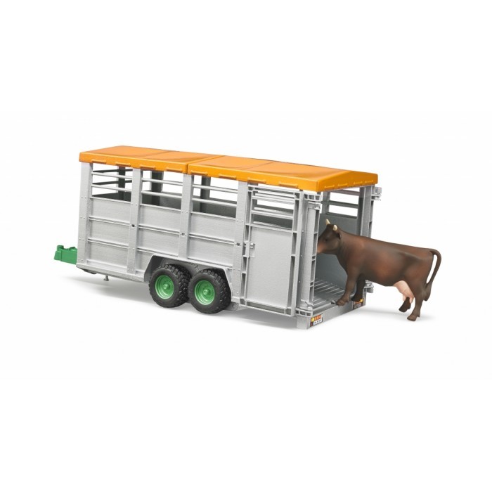 BRUDER LIVESTOCK TRAILER WITH COW 1:16 SCALE - Kavanaghs Toys