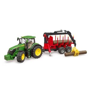 John Deere 7R 350 with FORESTRY trailer and crane